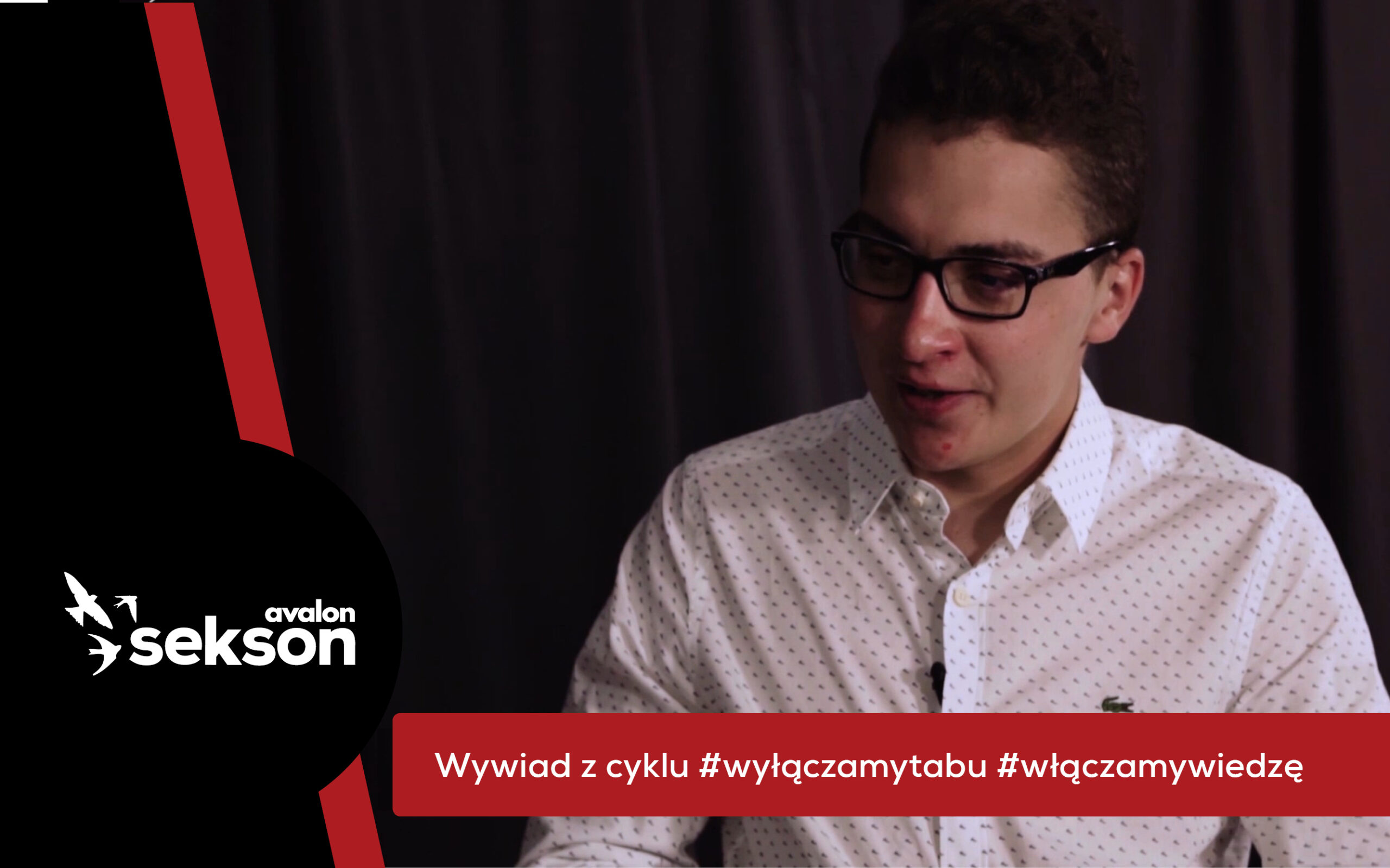 Na grafice zdjęcie Adriana Beściaka i napis Wywiad z serii #wyłączamytabu #włączamywiedzę