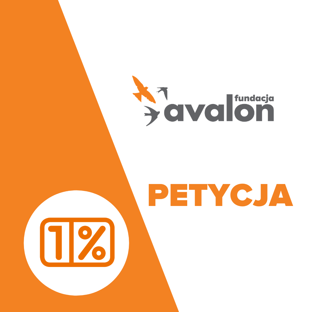 Na grafice logotyp fundacji avalon, jeden procent, napis: petycja