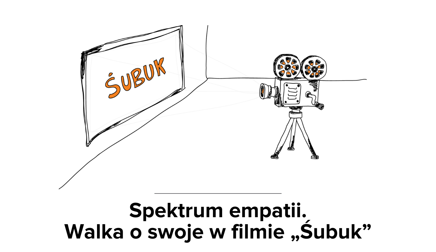 Kamera filmowa i ekran z napisem Śubuk