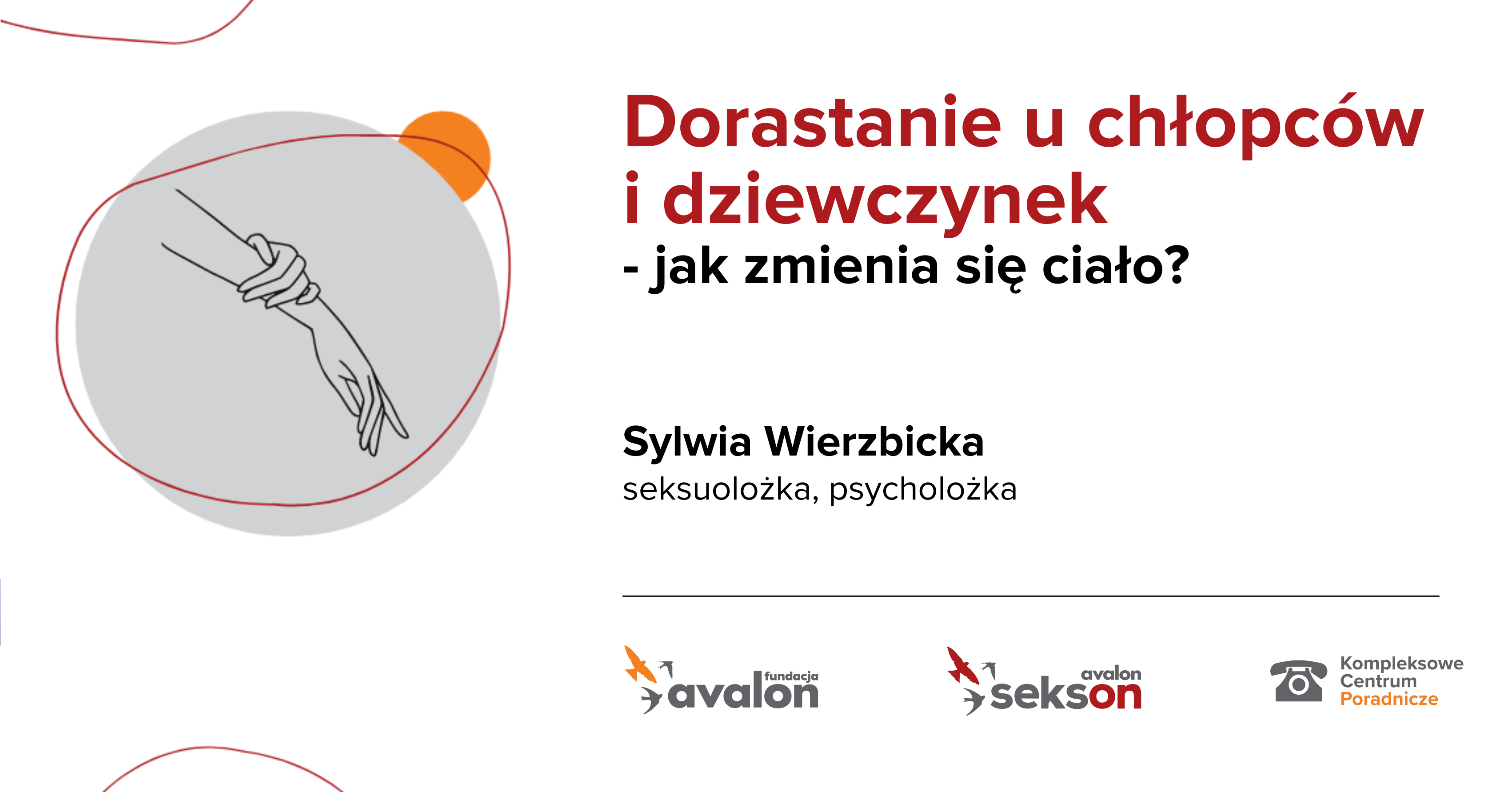 Rysunek dłoni i napis dorastanie u chłopców i dziewczynek.